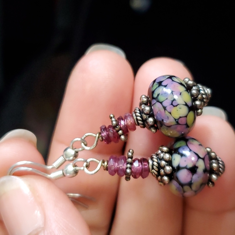 Glass and precious stone earrings ✨️